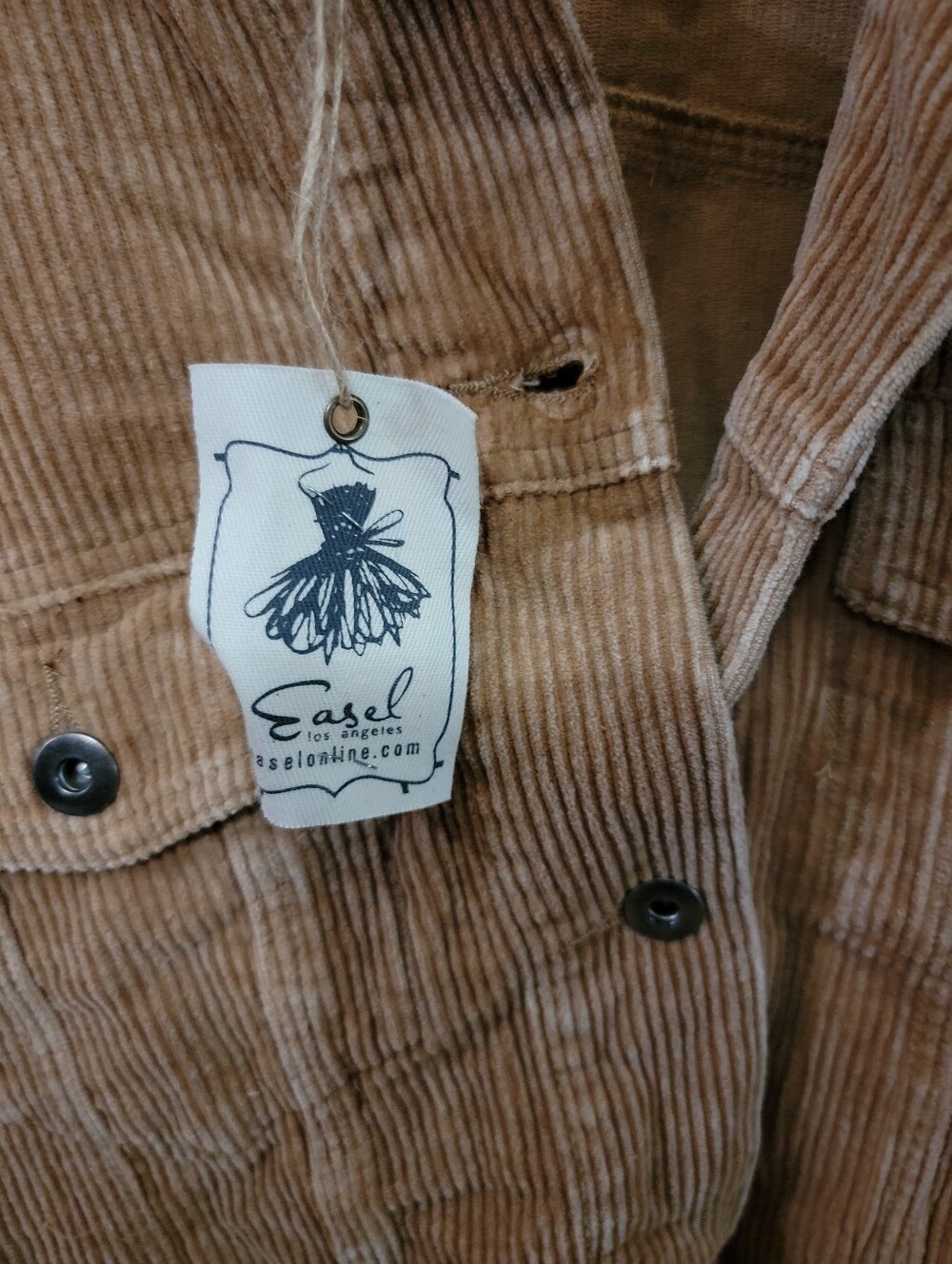 easel Corduroy Jean Jacket in Camel Brown